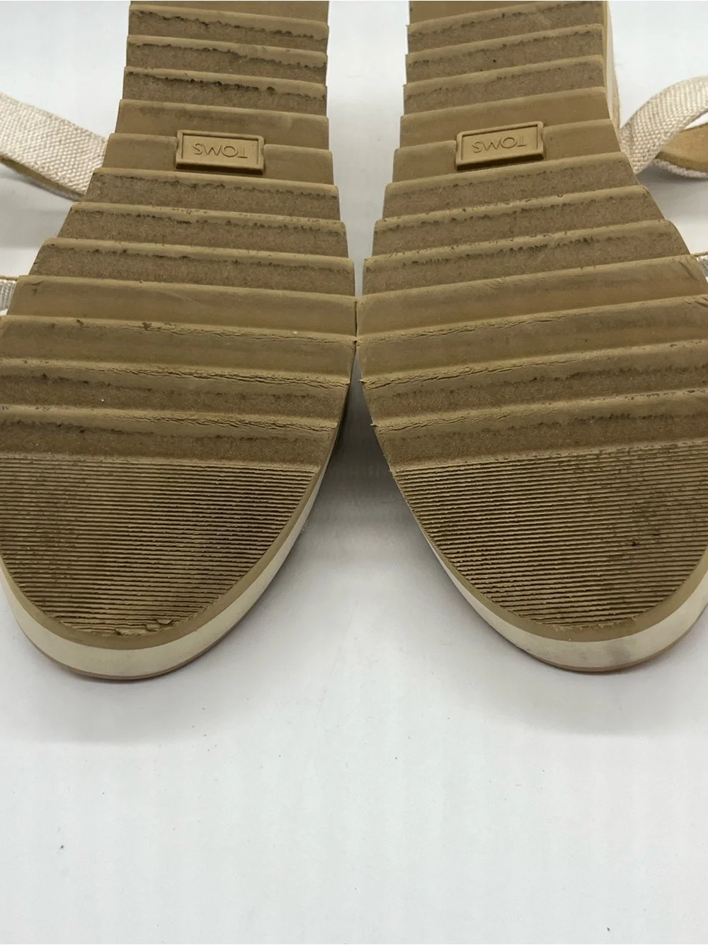 Toms Cream Canvas Platform Sandals